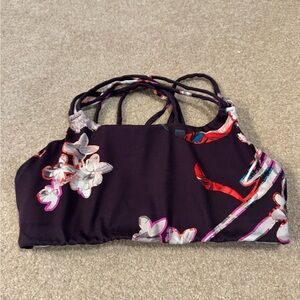 Athleta Floral Strappy Sports Bra